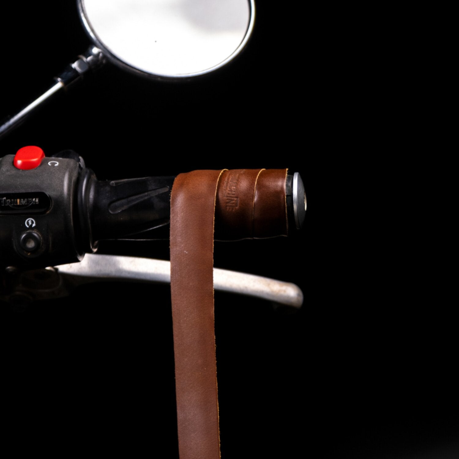 Trip Machine leather handlebar grip wraps - Dark Tan Cognac