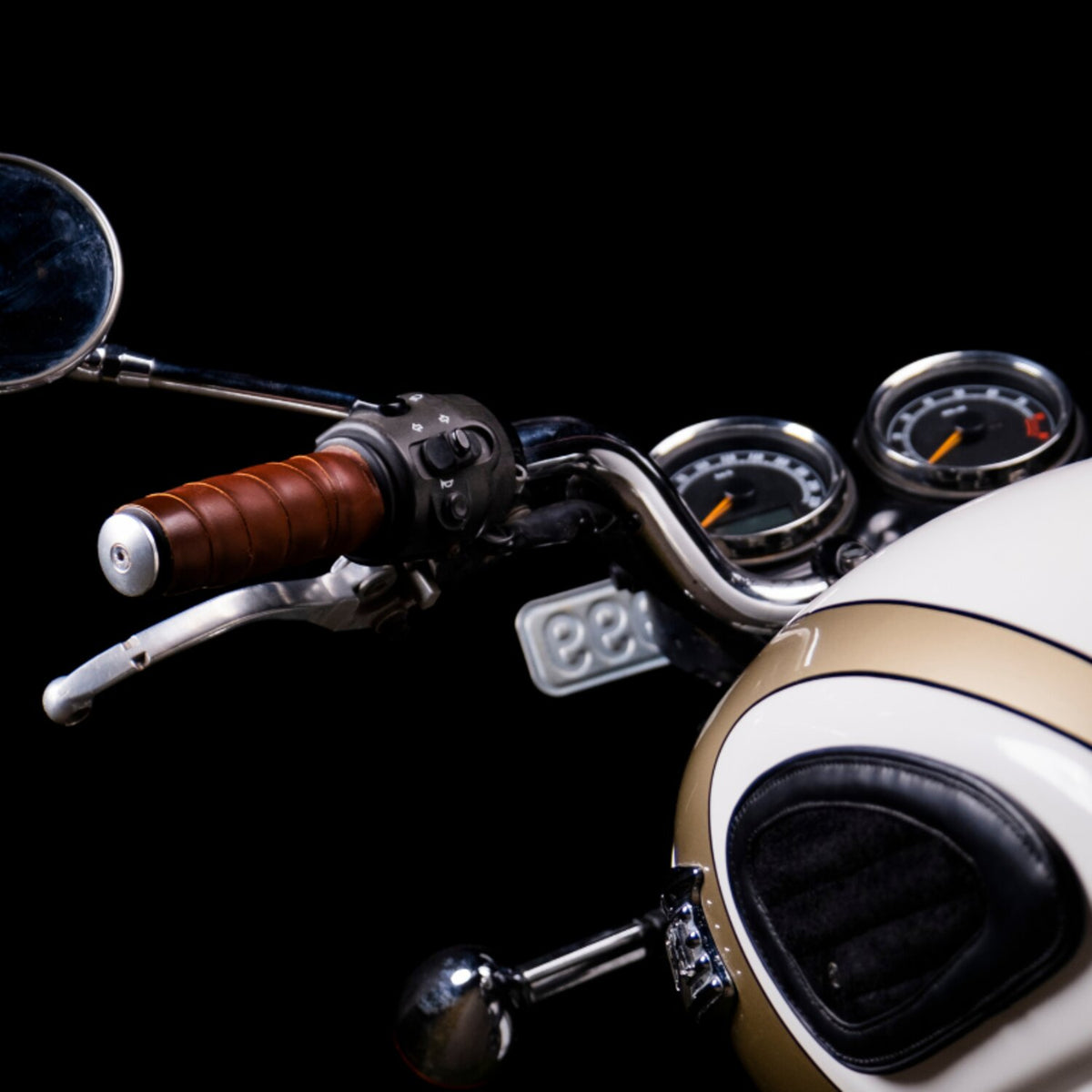 Trip Machine leather handlebar grip wraps - Dark Tan Cognac
