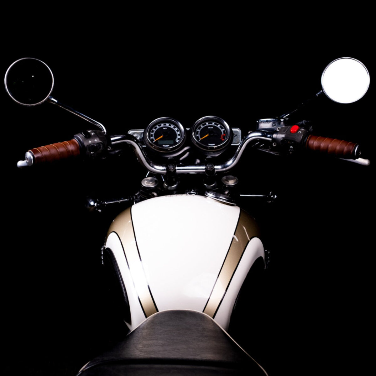 Trip Machine leather handlebar grip wraps - Dark Tan Cognac