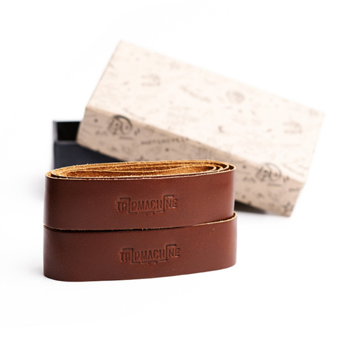 Trip Machine leather handlebar grip wraps - Dark Tan Cognac