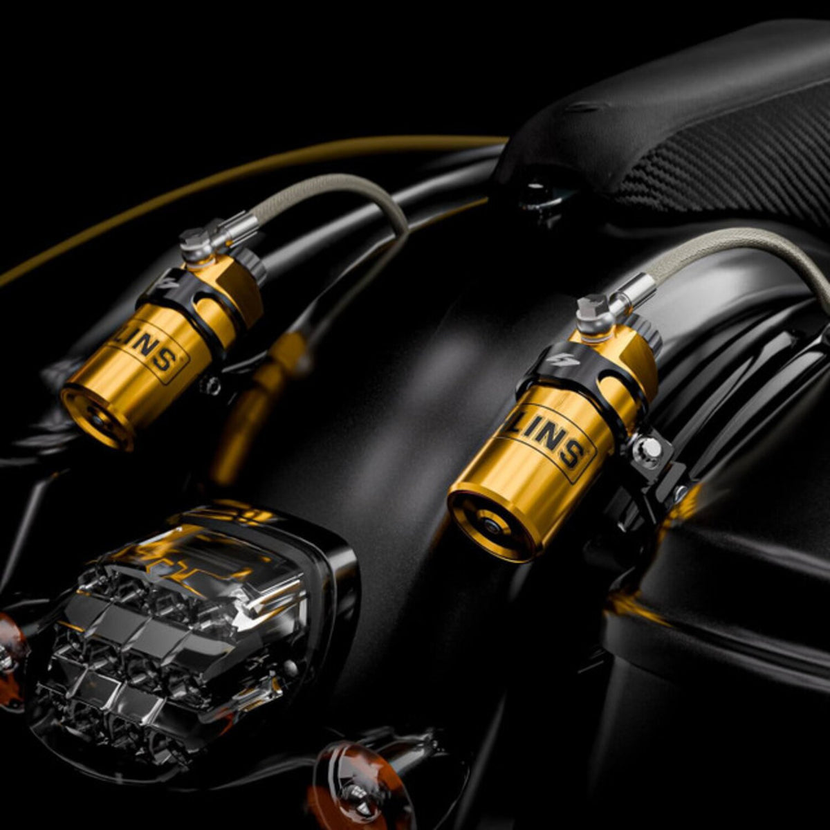 Kraus Remote Reservoir Mounts for Öhlins - Black anodized