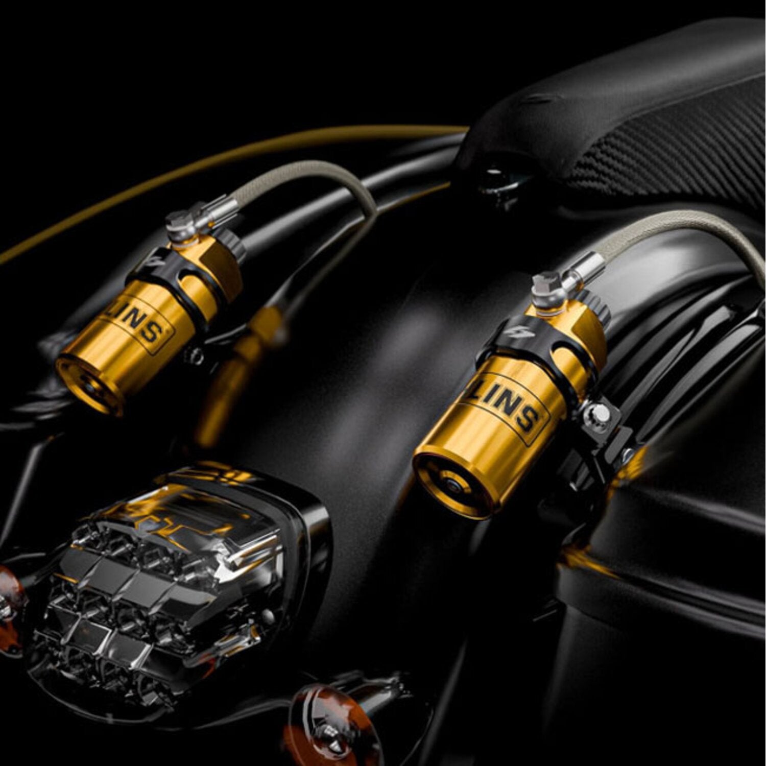 Kraus Remote Reservoir Mounts for Fox - Black anodized