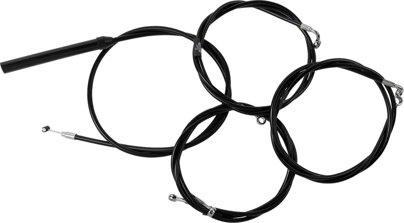 La Choppers Complete Black Vinyl Braided Handlebar Cable Kit