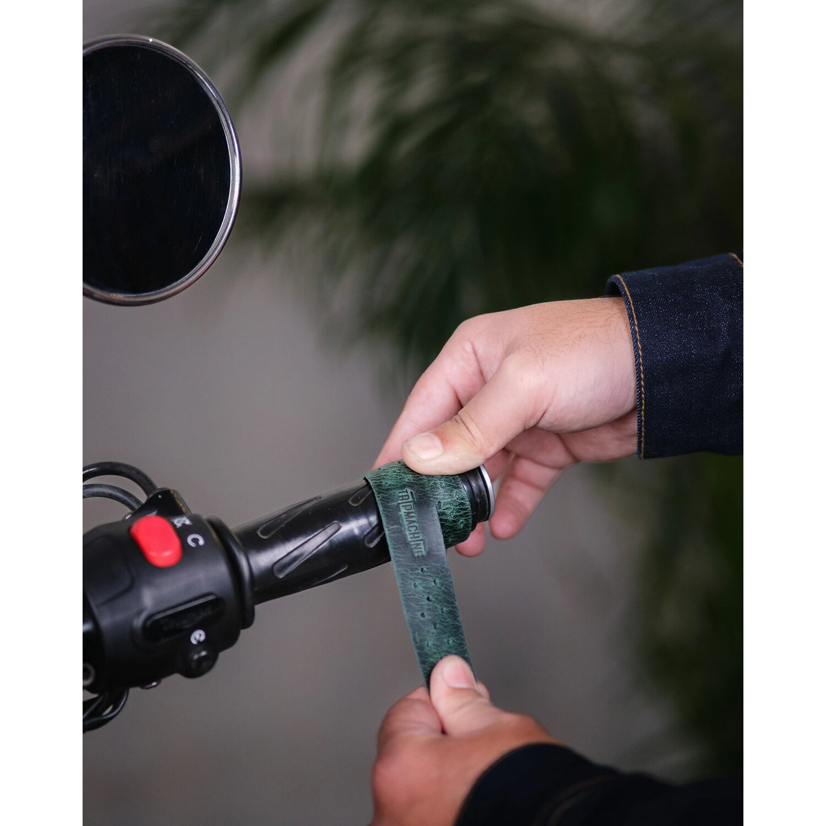 Trip Machine handlebar grip wraps - Forest Green perforated