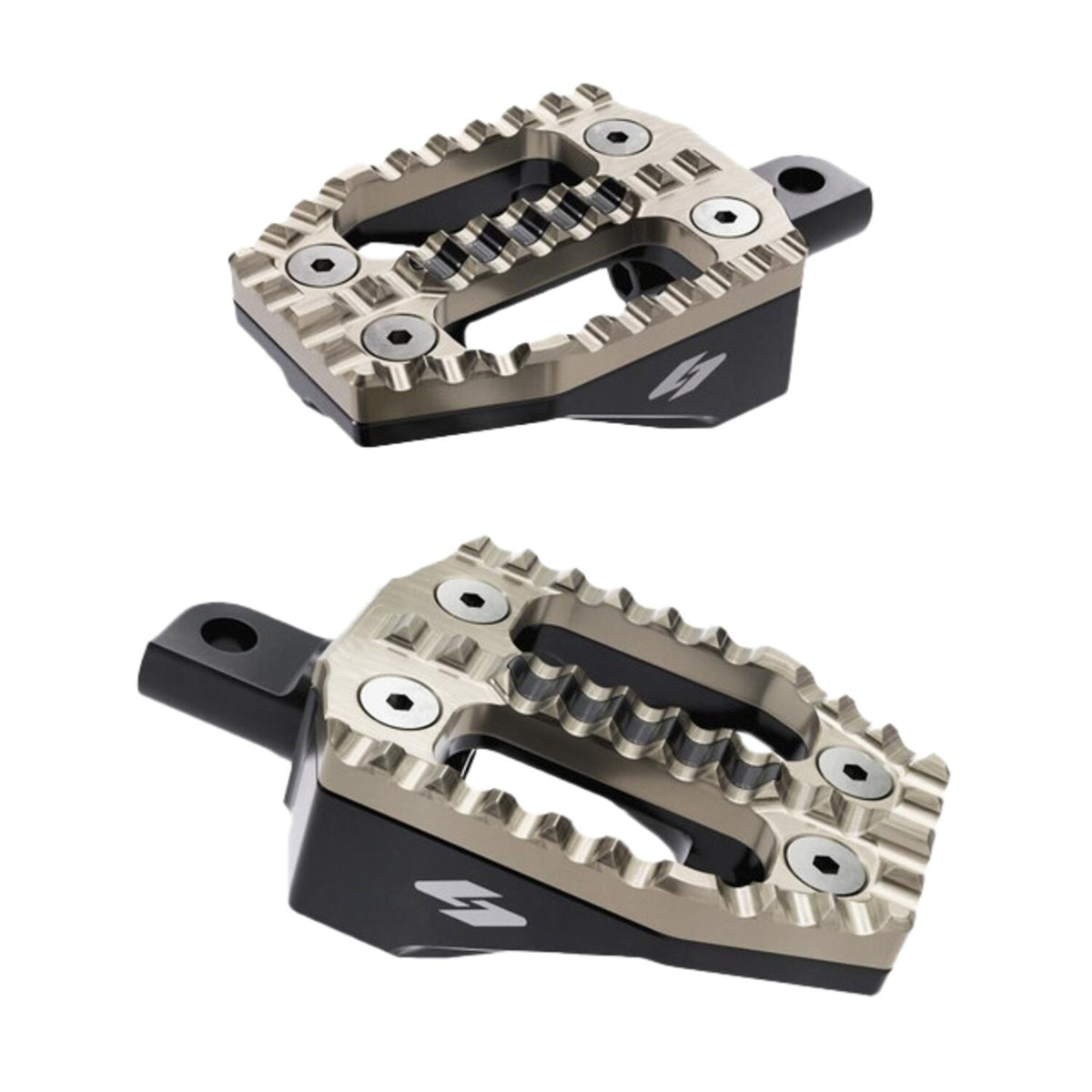 Kraus EXO foot peg set - Gold stainless top / Black alu base