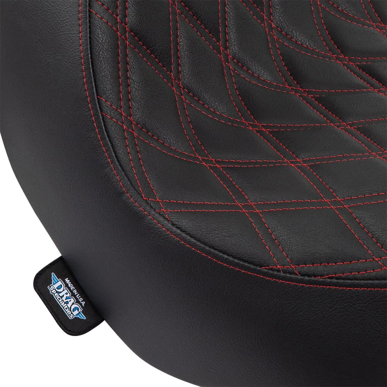 Drag Specialties Solo Seat - Black/red - For Harley Davidson