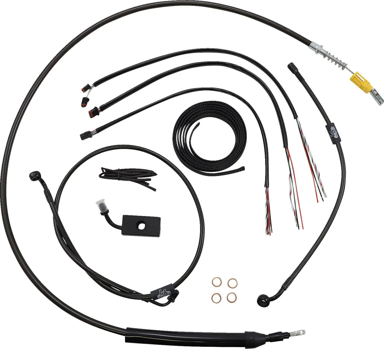 La Choppers Midnight Braided Cable/Brake Line Kit for 18"-20"