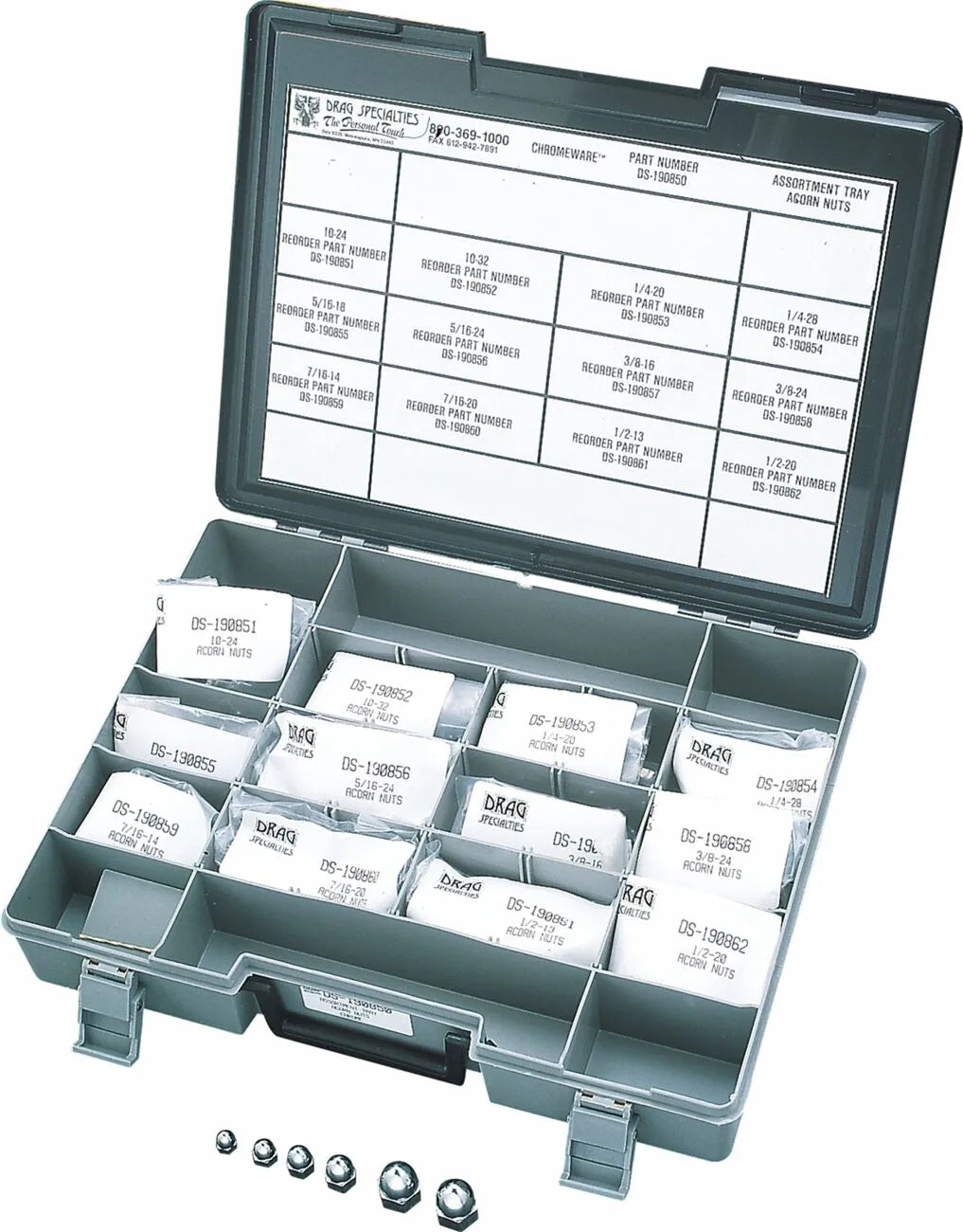 Drag Specialties Chrome Acorn Nut Assortment Kit
