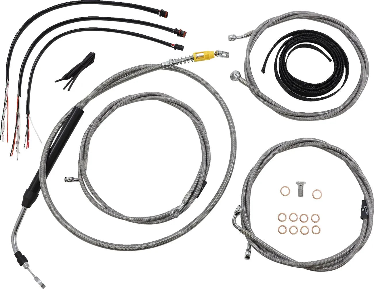 La Choppers Stainless Braided Handlebar Cable Kit for 18"-20"