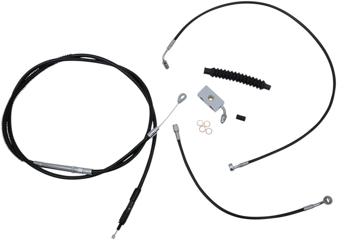 La Choppers Black Vinyl Braided Cable & Brake Line Kit for