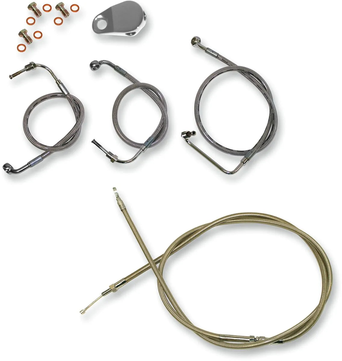 LA CHOPPERS Standard Stainless Braided Cable/Brake Line Kit