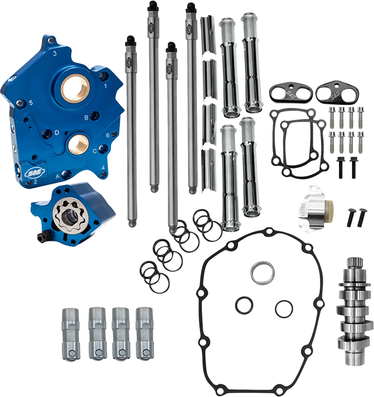 S&S Cycle Cam Chest Kit Chrome Push Tubes for M8 with VVT