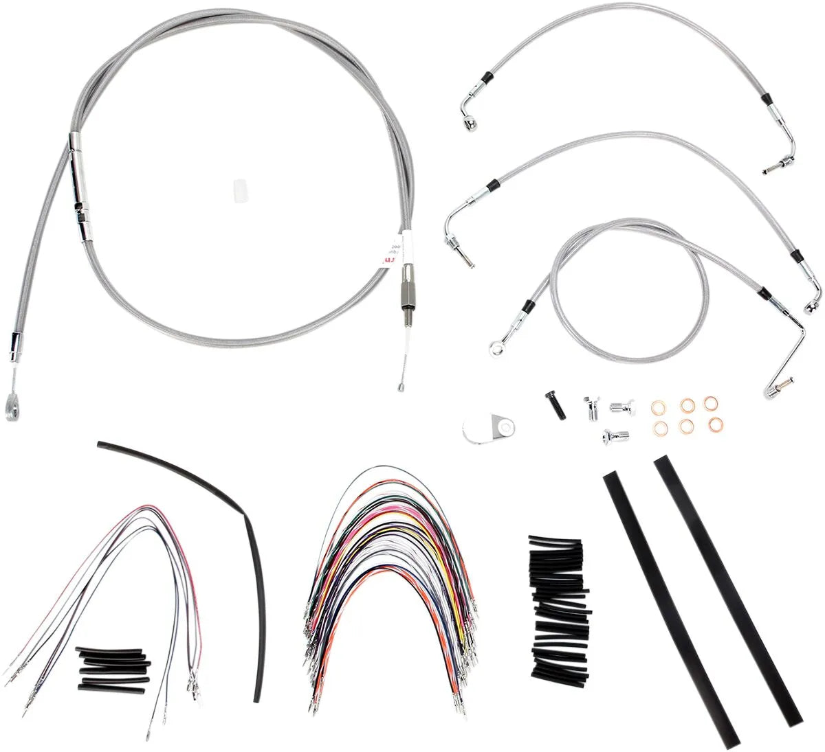 BURLY BRAND Complete Stainless Braided Cable Kit for Ape Hanger