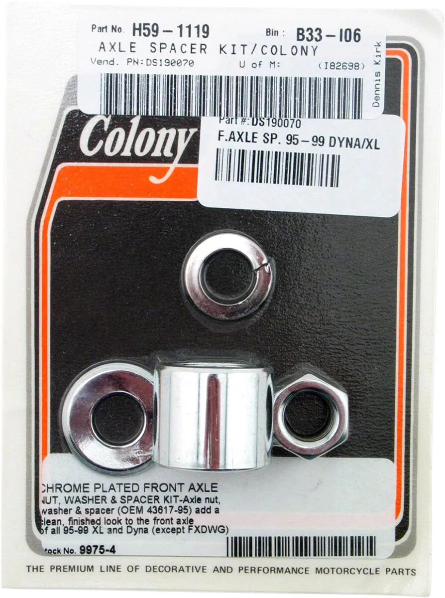 Colony Front Axle Spacer Nut Kit Chrome Harley Dyna Sportster