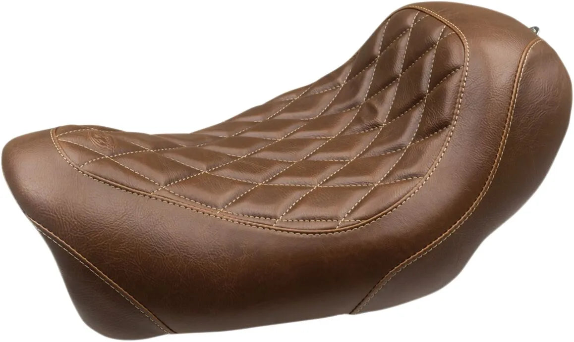 Solo Mustang Wide Tripper Seat - Brown - For Harley Davidson
