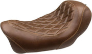 Solo Mustang Wide Tripper Seat - Brown - For Harley Davidson