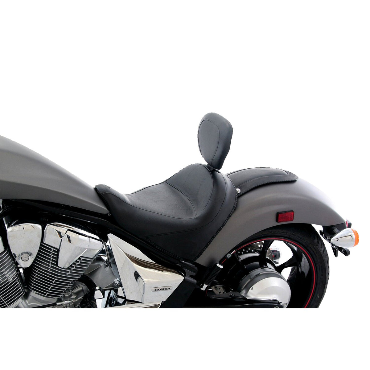 Mustang wide touring solo seat plain w/driver backrest black