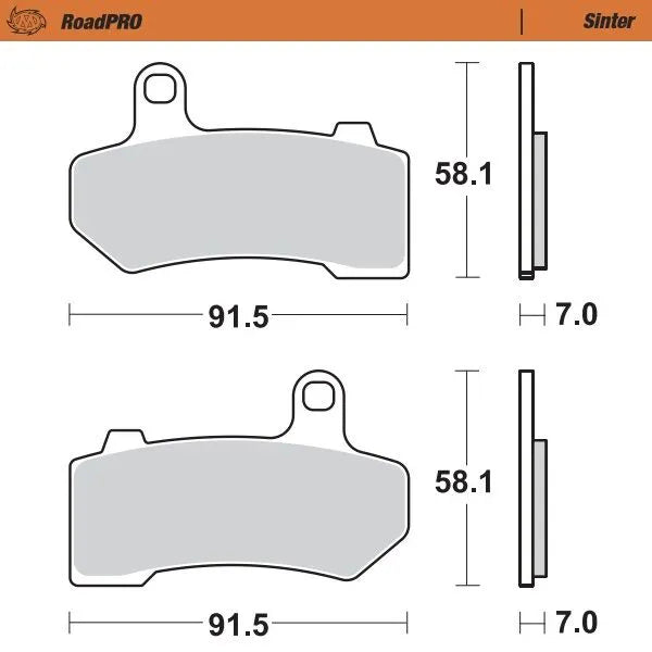 Moto-master Roadpro Sinter Klocki Hamulcowe Tylne Metal Spiekany - Tył