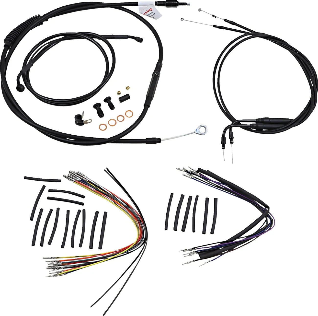 BURLY BRAND Ape Hanger Black Vinyl Handlebar Cable Kit