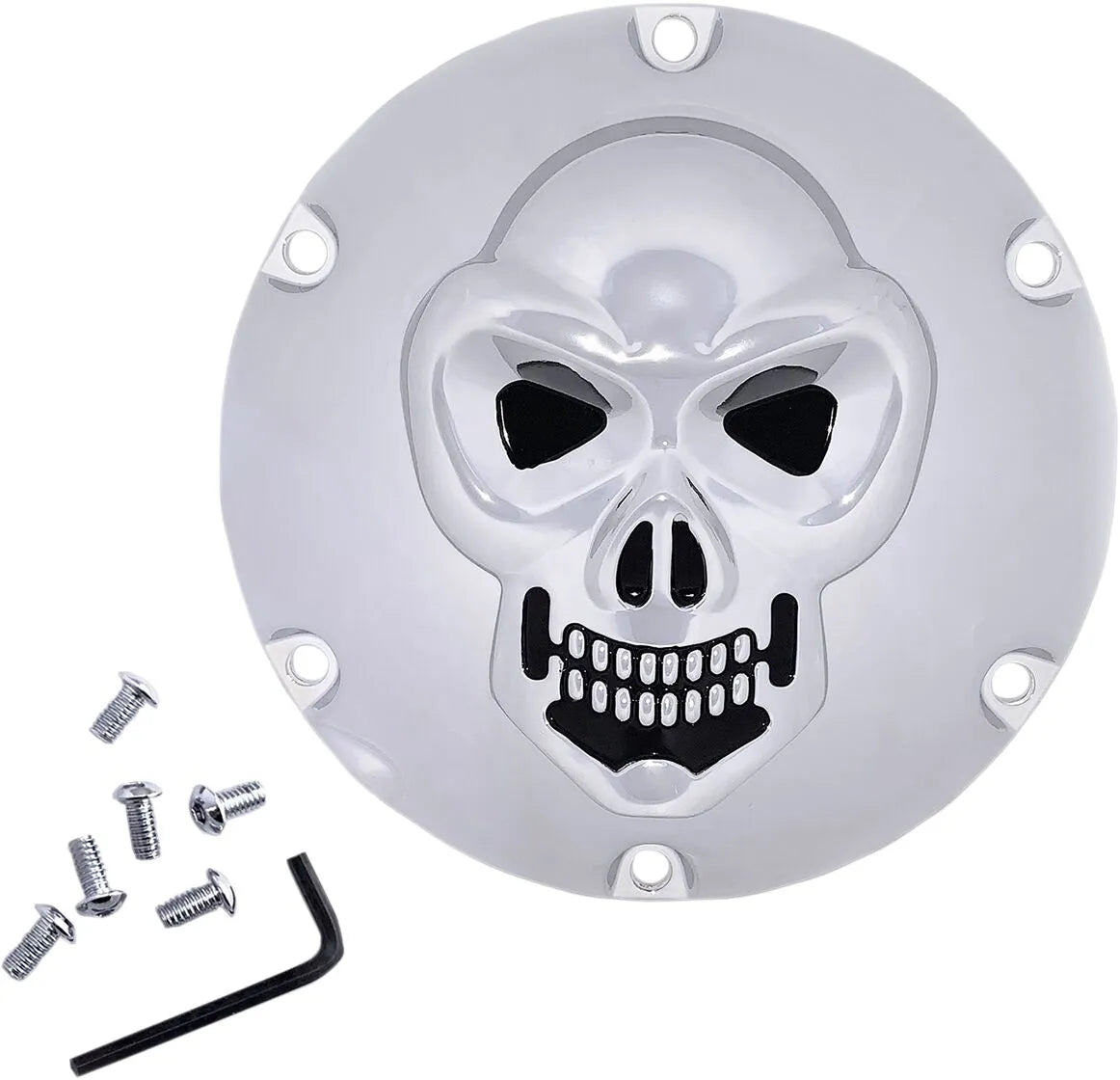 Drag Specialties Chrome 3-D Skull Derby Cover