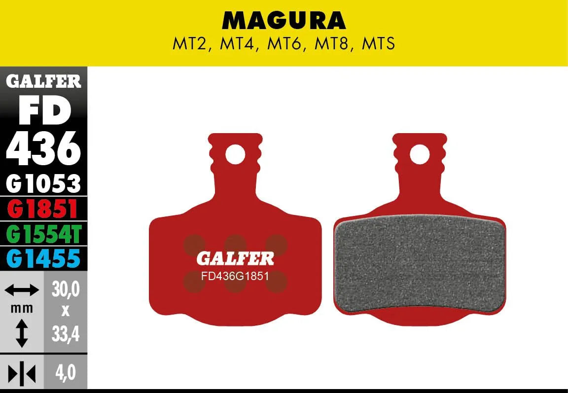 Galfer G1851 Semi-Metallic Bicycle Brake Pads for Magura MT