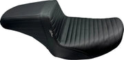 Le Pera Kickflip Seat - Black Vinyl, Pleated - For Harley Davidson