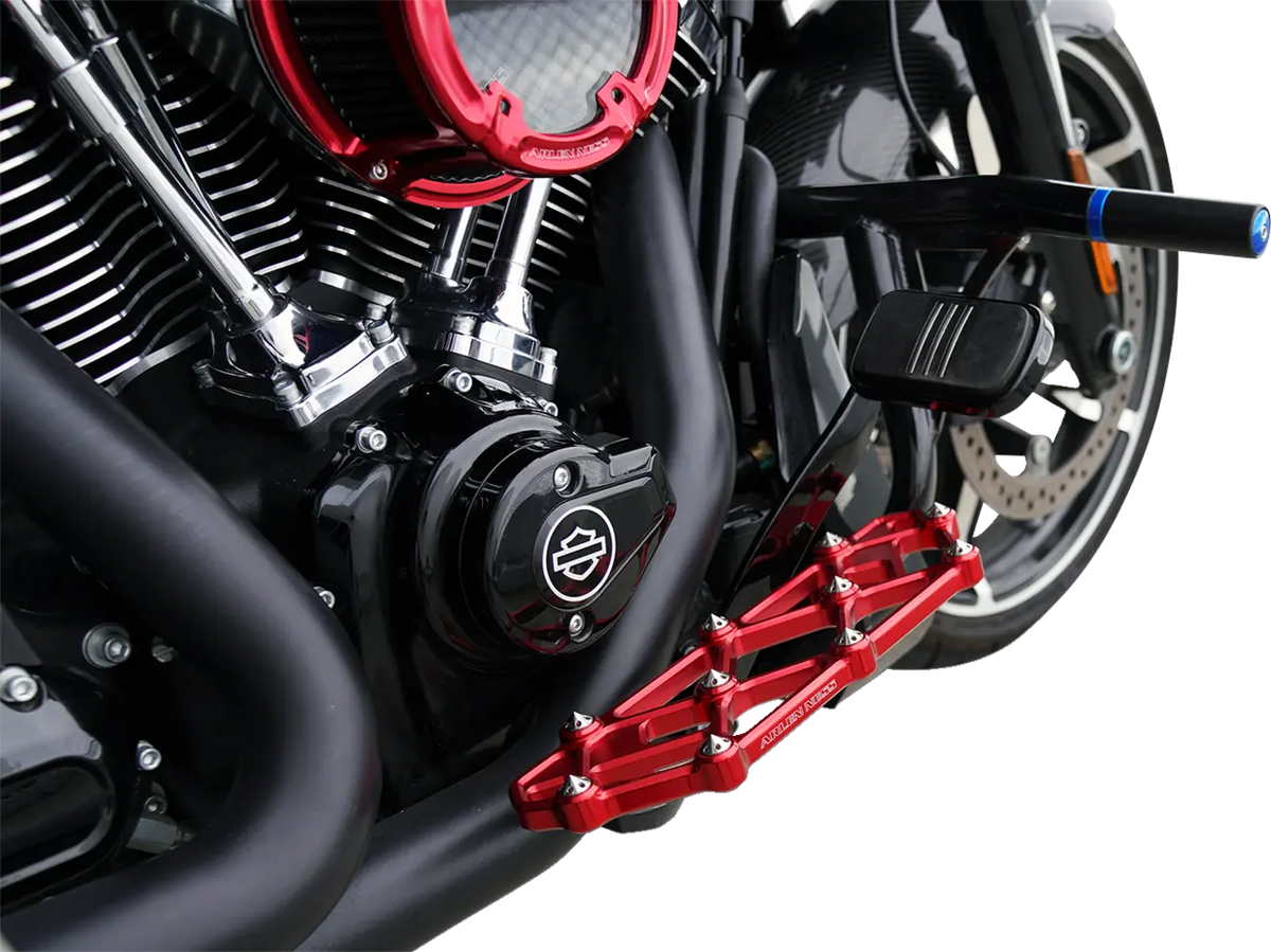 Arlen Ness Diamond Billet Aluminium Rider Floorboards - Red - 410-057
