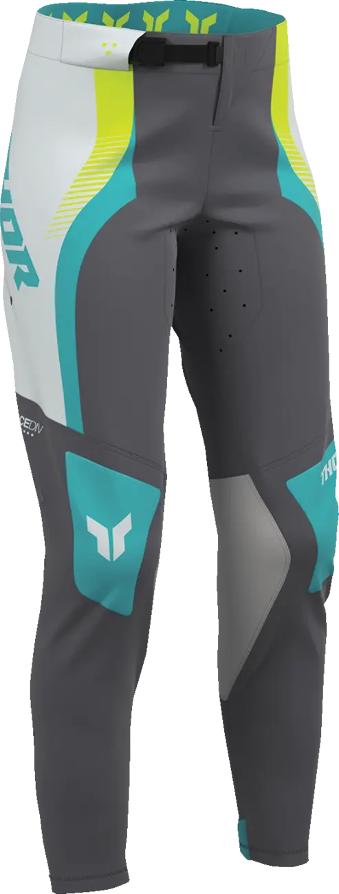 Thor Women's Sportmode Velocity Pants - Gray/White/Fluorescent Yellow/Aqua