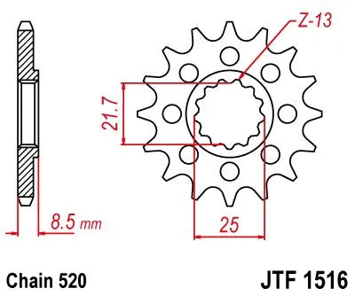 Jt Sprockets Front Sprocket - 520 Chain, 17 Tooth