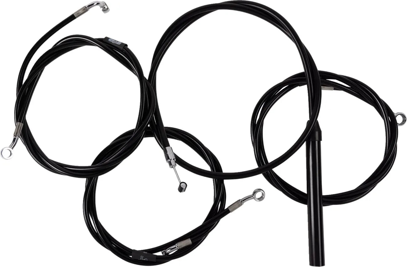 La Choppers Black Vinyl Braided Handlebar Cable Kit for 12-14"