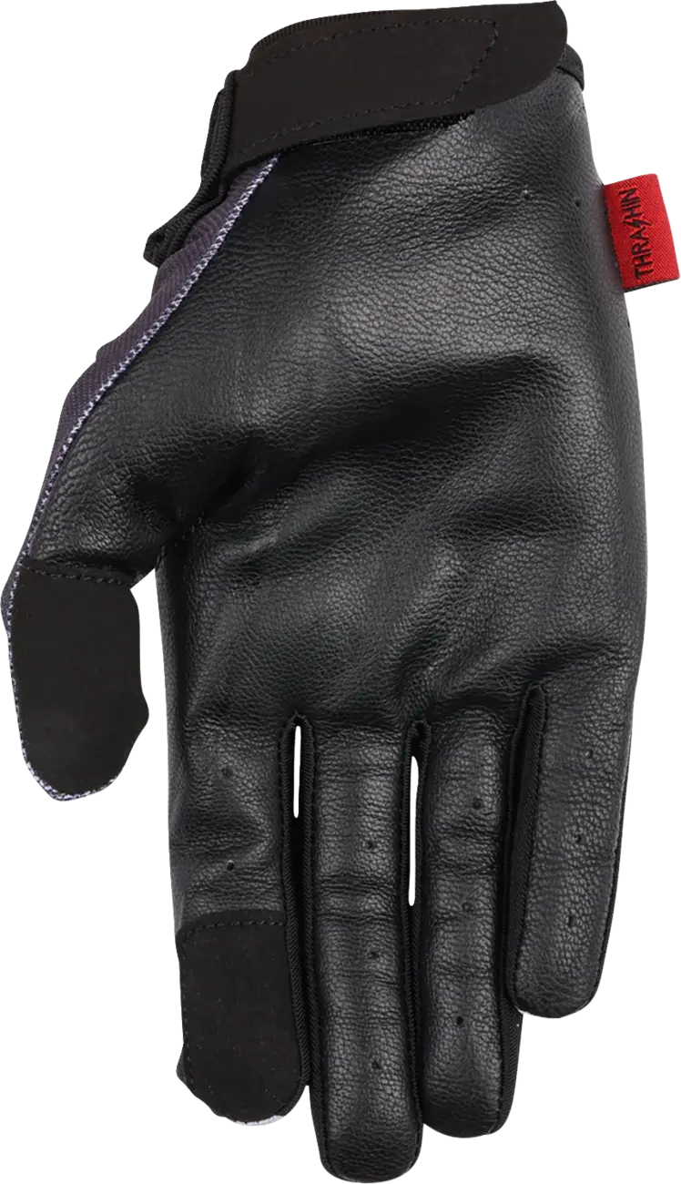 Thrashin Supply Co Stealth Flame Leather Palm Gloves Gray