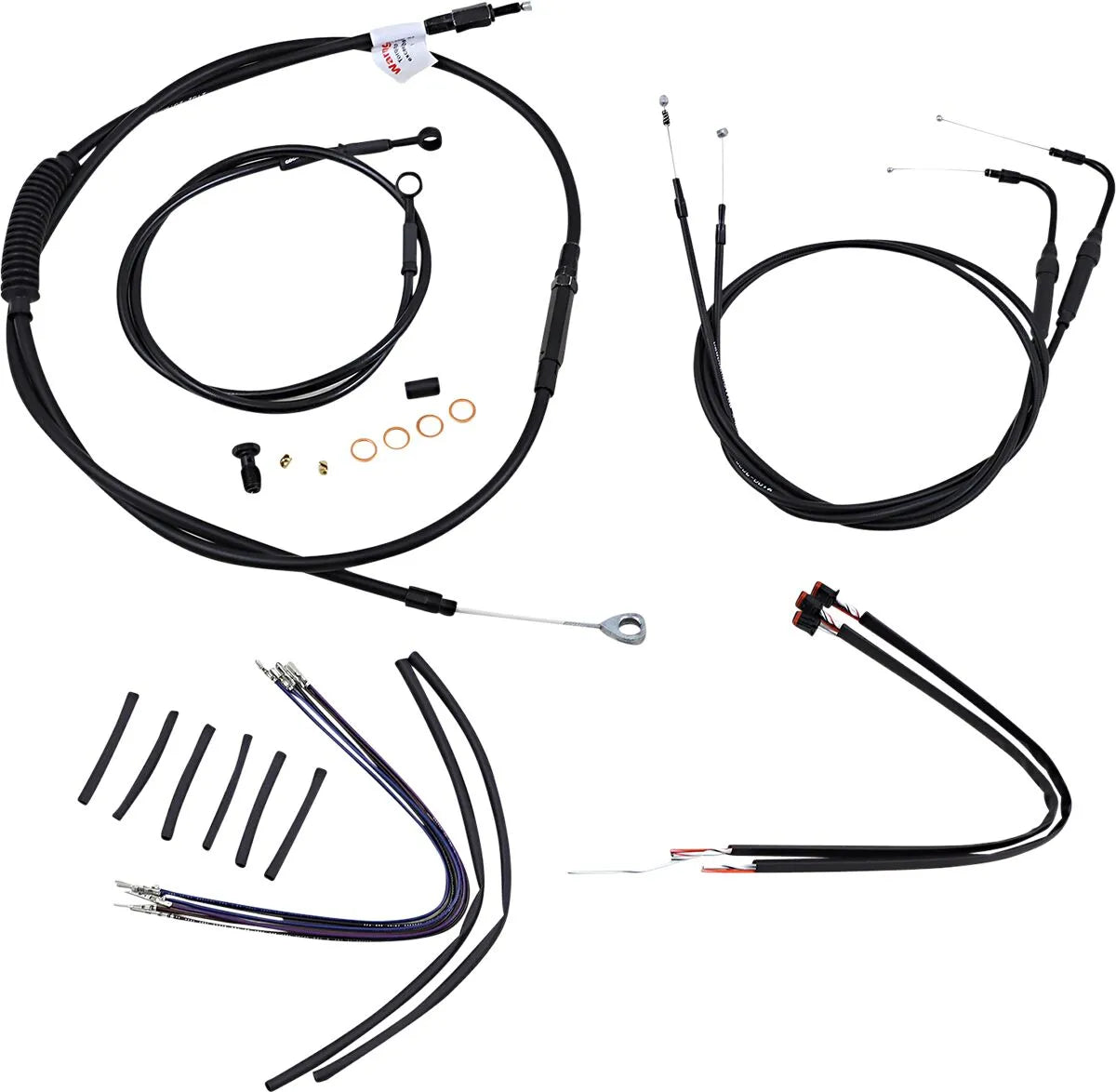 BURLY BRAND Black Vinyl Handlebar Cable/Line Kit for Ape Hangers