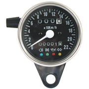 MCS LED mini speedo 2:1 kmh - Chrome with black face plate