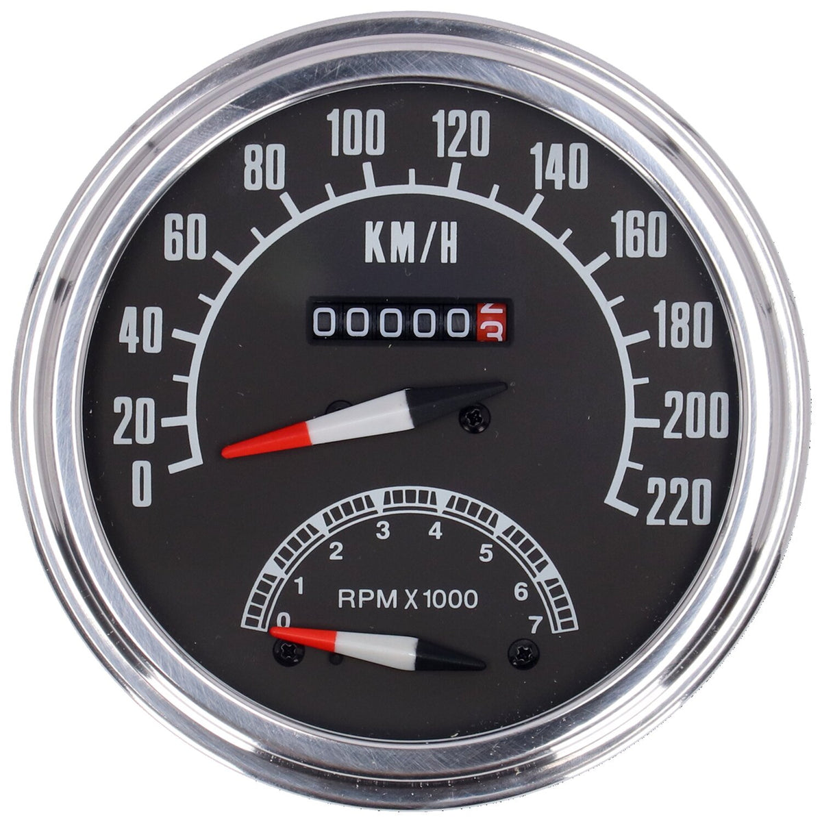 MCS FL speedo/tachometer '73-84 face' black - 2:1 kmh