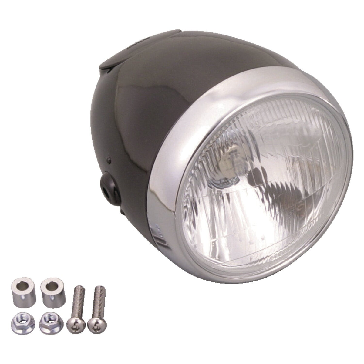 Daytona Vintage 5-3/4" headlamp - Black with chrome ring
