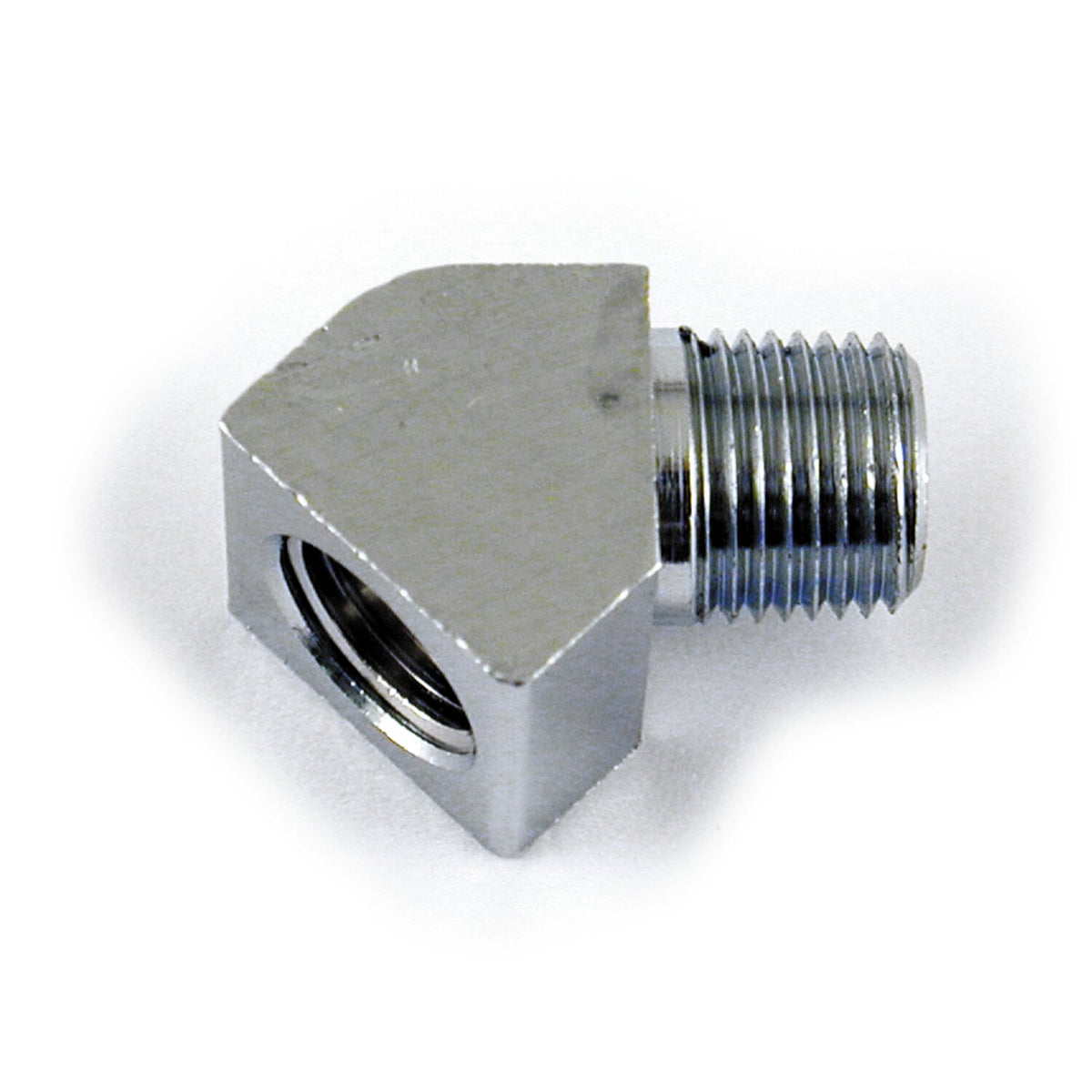 MCS Adapter oil gauge fitting 45 degrees - 1/8" NPT - Chrome