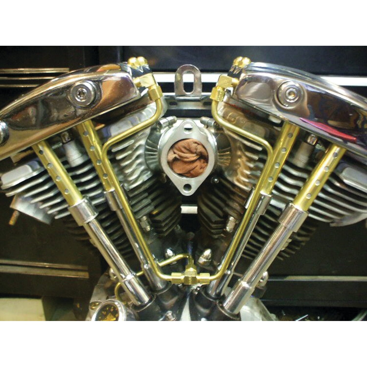 Paughco 'Old STF' dual rocker box oil lines - Brass