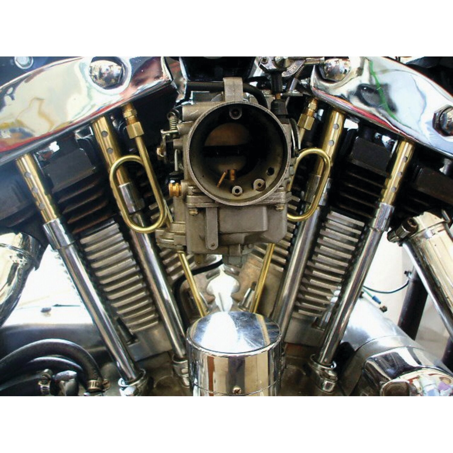 Paughco 'Old STF' dual rocker box oil lines - Brass