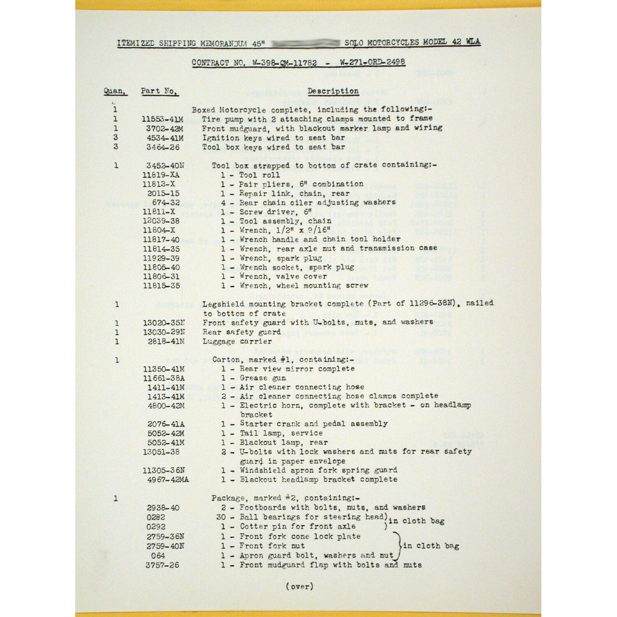 Samwel Assy/uncrating procedure 1942 WLA