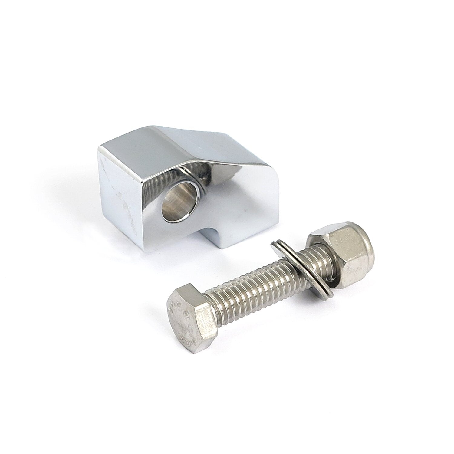 MCS Custom headlamp mount block - angled - Chrome