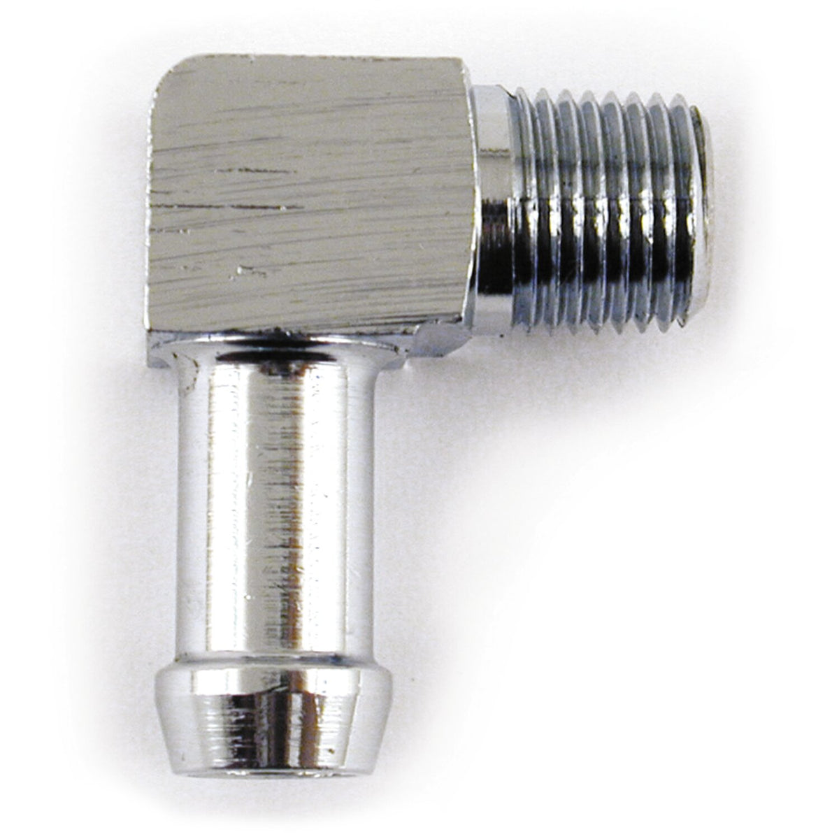 MCS Oil line fitting 90 degree - 1/8-27 NPT to 5/16" - Chrome