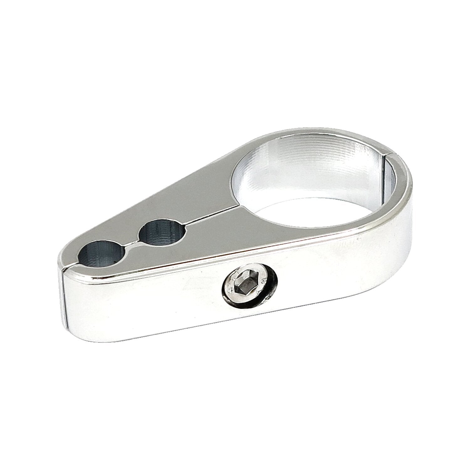 MCS 2-piece frame cable clamp - Throttle/Idle - Chrome
