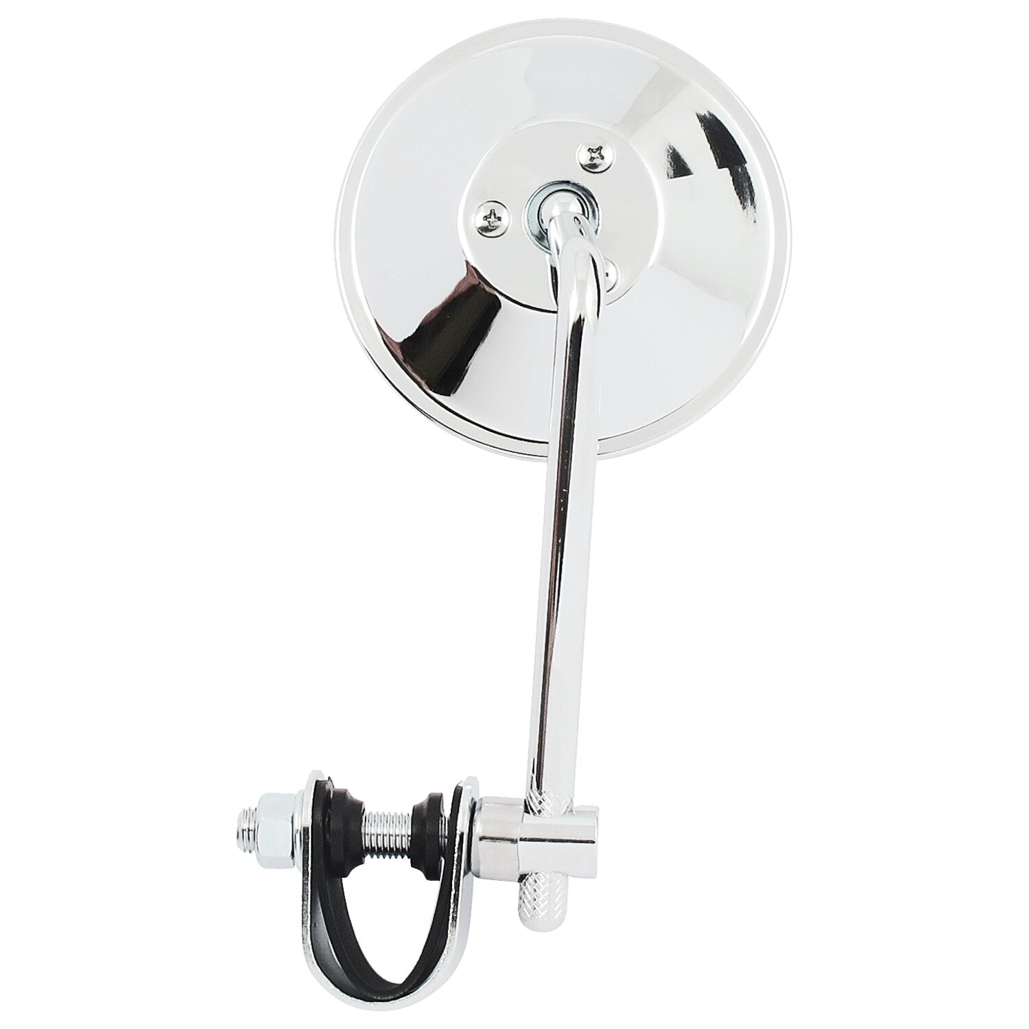 MCS Round clamp-on style steel mirror 4" with 5" stem