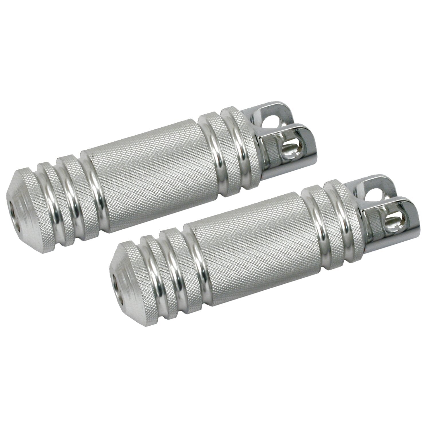 MCS Knurled aluminum foot pegs - Large diameter - Polished