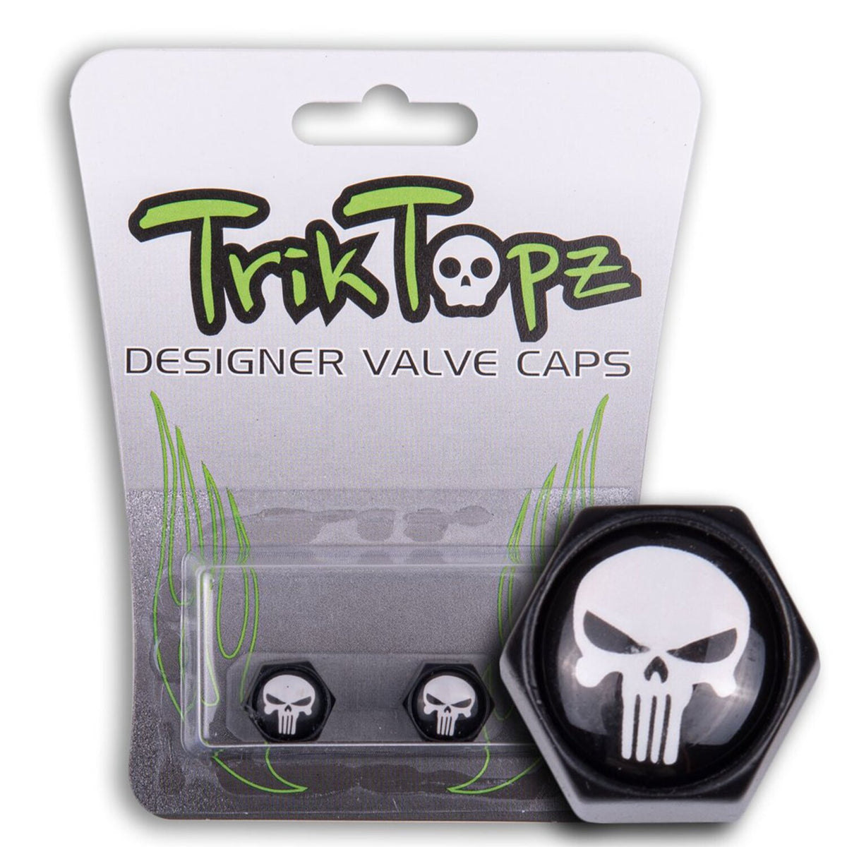 Trik Topz Block Skull valve caps - Black/white