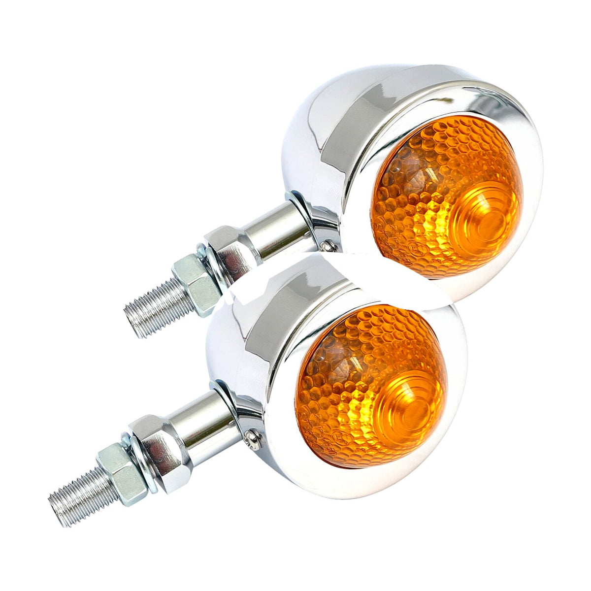 MCS Bullet turn signals pointed lens - Chrome