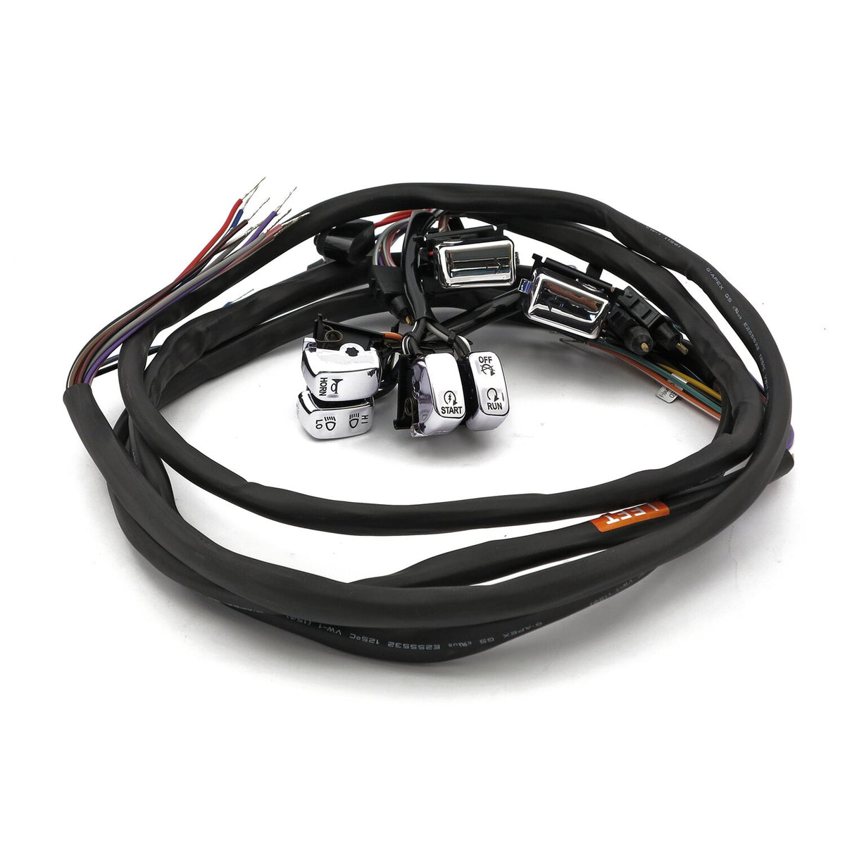 MCS Handlebar switch & wiring kit - Radio - Chrome