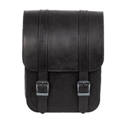 MCS full leather swing arm bag left 9 liter - Black