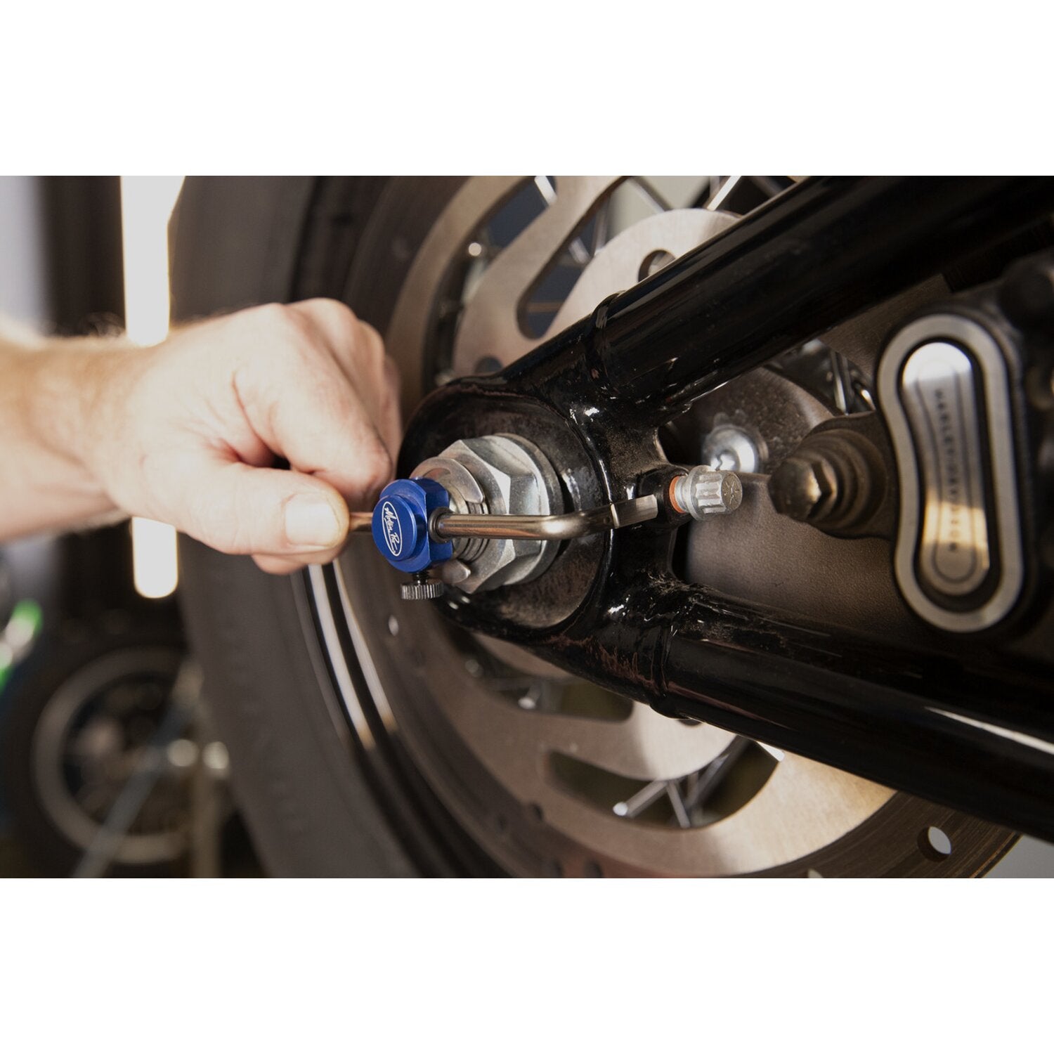 Motion Pro M8 Softail rear wheel alignment tool