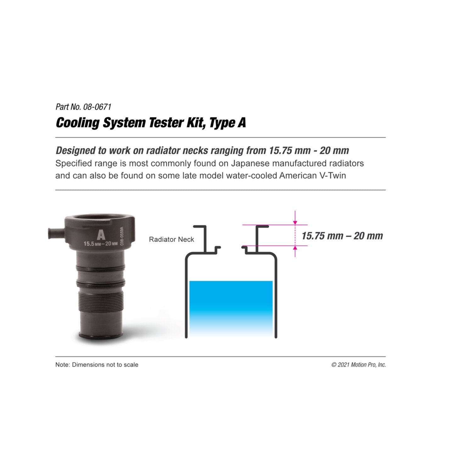 Motion Pro type A adapter for cooling system tester